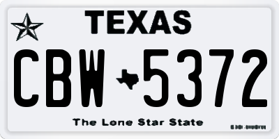 TX license plate CBW5372