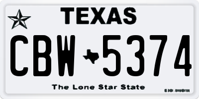 TX license plate CBW5374