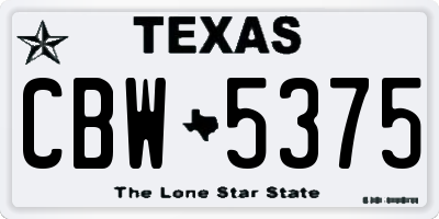TX license plate CBW5375