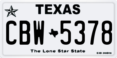 TX license plate CBW5378
