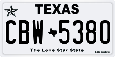 TX license plate CBW5380
