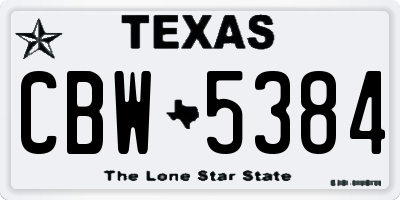 TX license plate CBW5384