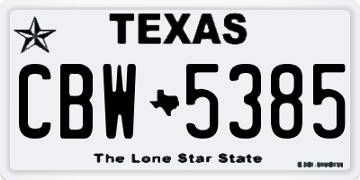 TX license plate CBW5385