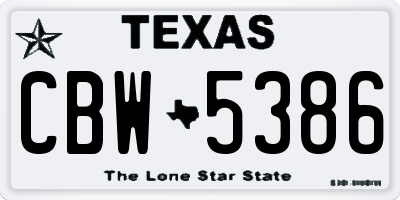TX license plate CBW5386