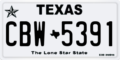 TX license plate CBW5391