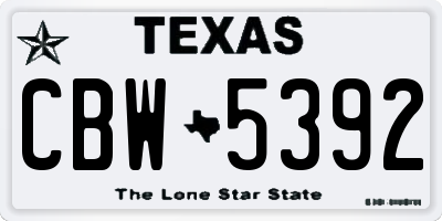 TX license plate CBW5392