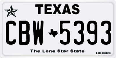 TX license plate CBW5393