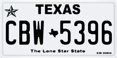 TX license plate CBW5396
