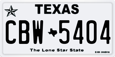 TX license plate CBW5404