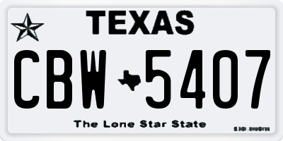 TX license plate CBW5407