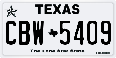 TX license plate CBW5409