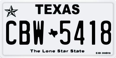 TX license plate CBW5418