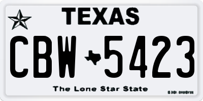 TX license plate CBW5423