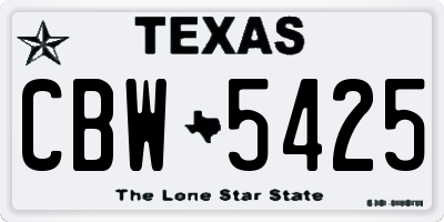 TX license plate CBW5425
