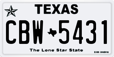 TX license plate CBW5431