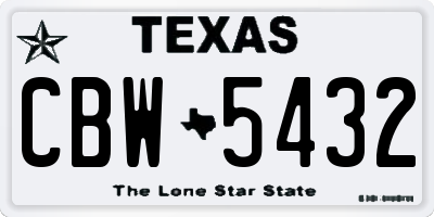 TX license plate CBW5432