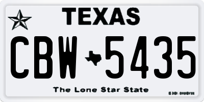 TX license plate CBW5435