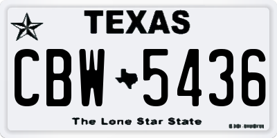 TX license plate CBW5436