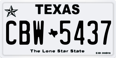 TX license plate CBW5437