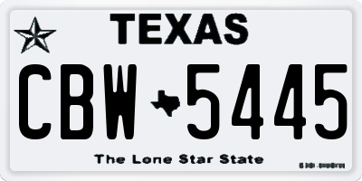 TX license plate CBW5445