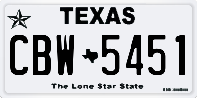 TX license plate CBW5451