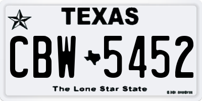 TX license plate CBW5452