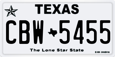 TX license plate CBW5455
