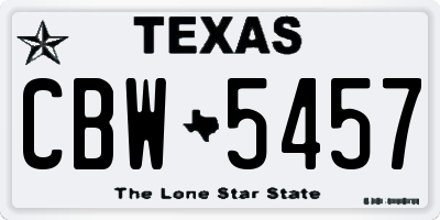 TX license plate CBW5457