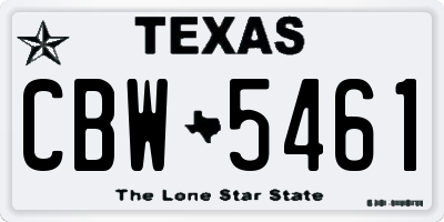TX license plate CBW5461