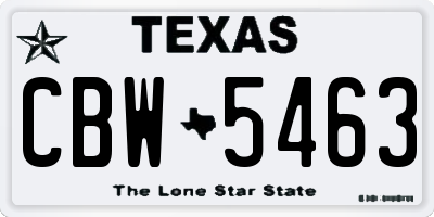 TX license plate CBW5463