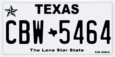TX license plate CBW5464