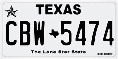 TX license plate CBW5474