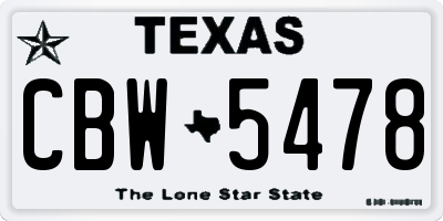 TX license plate CBW5478