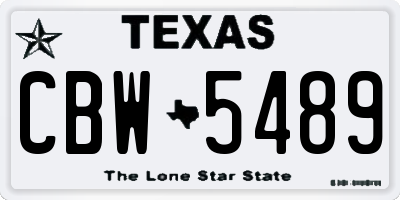 TX license plate CBW5489