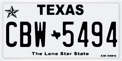 TX license plate CBW5494