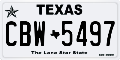 TX license plate CBW5497