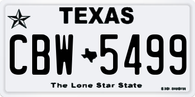 TX license plate CBW5499