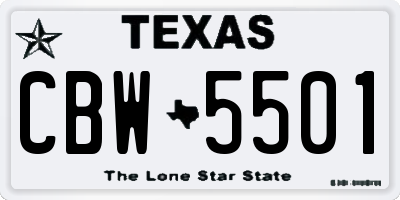 TX license plate CBW5501