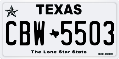 TX license plate CBW5503