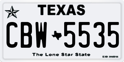 TX license plate CBW5535