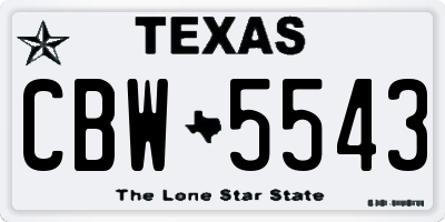 TX license plate CBW5543