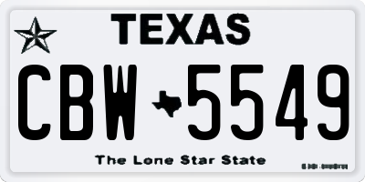 TX license plate CBW5549
