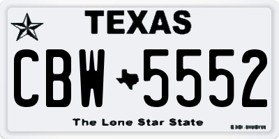 TX license plate CBW5552