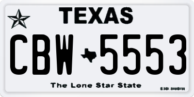 TX license plate CBW5553