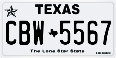 TX license plate CBW5567