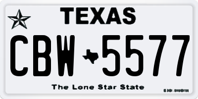 TX license plate CBW5577