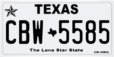 TX license plate CBW5585