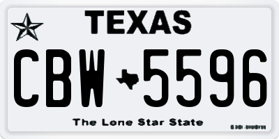 TX license plate CBW5596