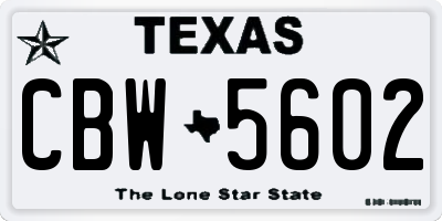 TX license plate CBW5602