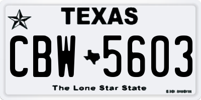 TX license plate CBW5603